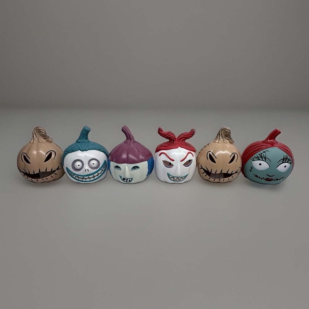 Nightmare Before Christmas Halloween Mini 3.5" Light Up Pumpkin Heads Lot Of 6